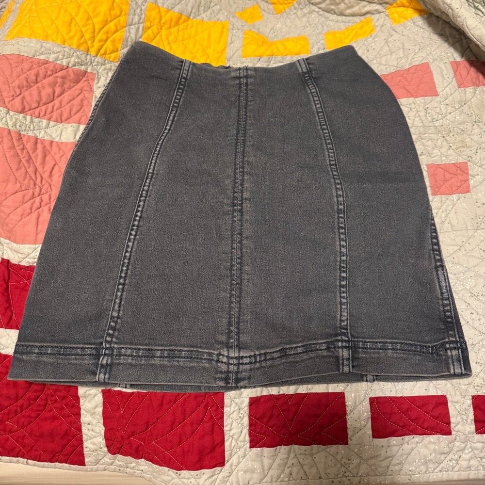 Free People Gray Denim Mini Skirt